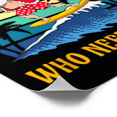 Poster Noël En Juillet Fun Père Noël Surfing Summer Beach (Coin)