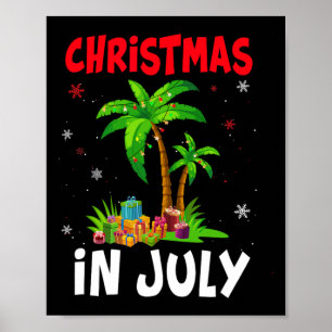 Poster Noël en juillet Palmier Arbre de Noël Plage Été