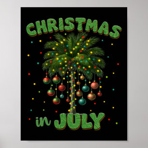 Poster Noël en juillet palmier plage d'Hawaii été Va