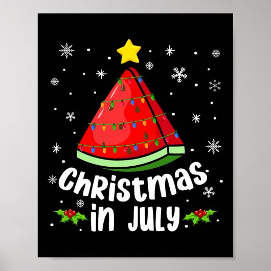 Poster Noël en juillet Pastèque Drôle d'été Plage Xm (Devant)