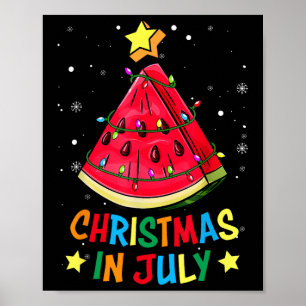 Poster Noël En Juillet Pastèque Noël Arbre Hommes D'Été