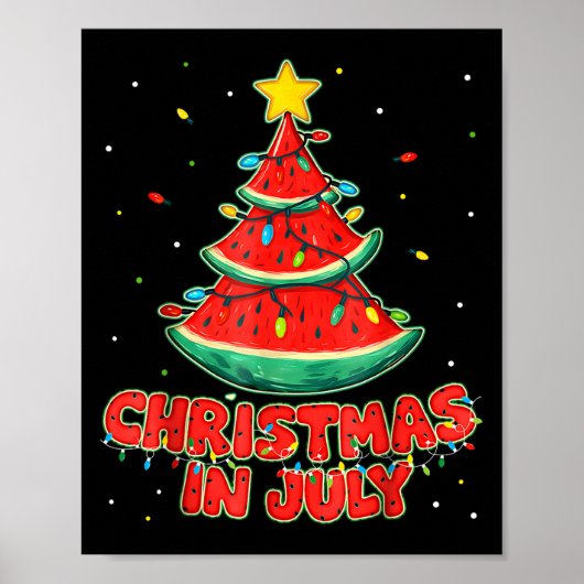 Poster Noël En Juillet Pastèque Noël Arbre Plage Summe (Devant)
