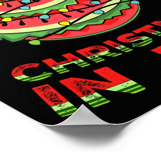 Poster Noël En Juillet Pastèque Xmas Arbre Été1 (Coin)