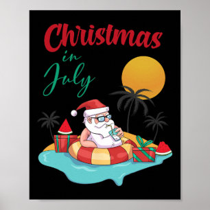 Poster Noël en Juillet Pastèque Xmas Palmier Été Hommes