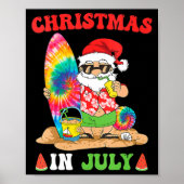 Poster Noël En Juillet Père Noël Tie Dye Surf D'Été Surfi (Devant)