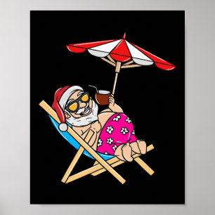 Poster Noël en juillet Plage Été Père Noël
