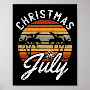 Poster Noël en juillet Rétro Plage Tropicale Été Hawa