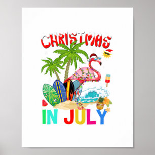 Poster noël en juillet rose flamingo drôles xmas hommes