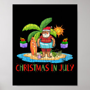 Poster Noël en juillet Santa drôle Vacances d'été Graphiq