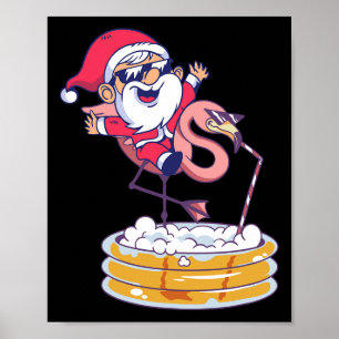 Poster Noël en juillet Santa Flamant Noël d'été Hawaï