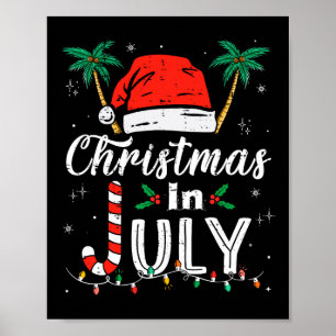Poster Noël En Juillet Santa Hat Drôle Noël Hommes Femmes