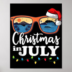 Poster Noël En Juillet Santa Hat Lunettes de soleil été V