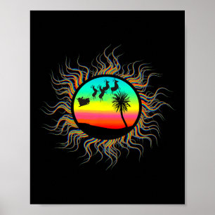 Poster Noël en juillet Santa Soleil Tropical Fun
