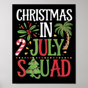 Poster Noël En Juillet Squad Famille Tee Beach Vacances