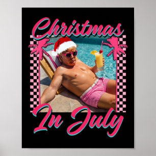 Poster Noël en juillet Trump drôle de détente Santa Hawaï