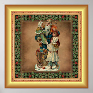 Poster Noël/Enfants/Père Noël/Sacoche De Bonbons ~ "