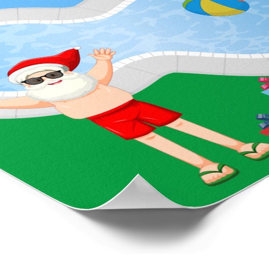 Poster Noël ensoleillé Santa Claus mignonne Custom Pool P (Coin)