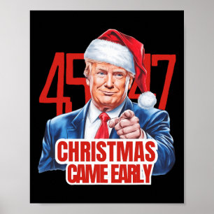 Poster Noël est arrivé tôt drôle Donald Trump Père Noël C