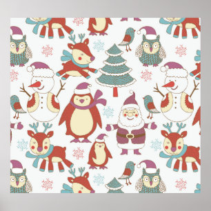 Poster Noël festif : Arrière - plan Vintage