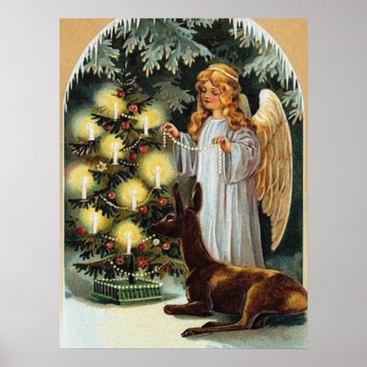 Poster Noël festif vintage Holiday Angel (Devant)