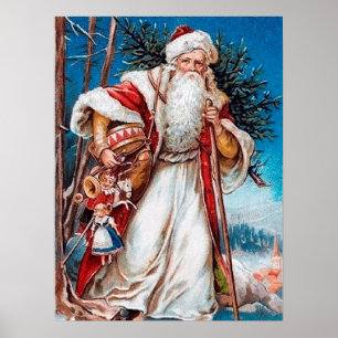 Poster Noël festive vintage Santa vacances