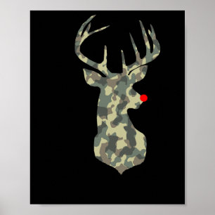 Poster Noël Fête Rudolf Reindeer Rouge Nez Camo Hu
