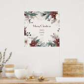 Poster Noël Fleuri Rouge Et Blanc (Cuisine)