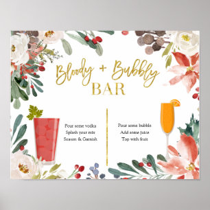 Poster Noël Floral Bloody et Bubbly Bar