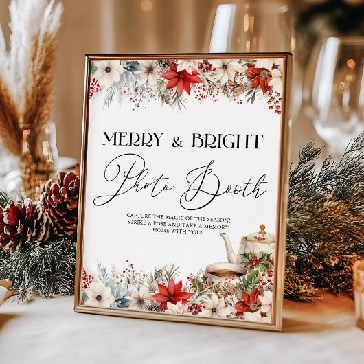 Poster Noël Floral Tea Party Photo Booth