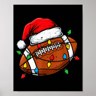 Poster Noël Football Américain Père Noël Drôle Xmas Homme