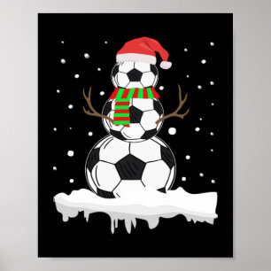 Poster Noël Funny Soccer Ball Snowman Xmas Sport