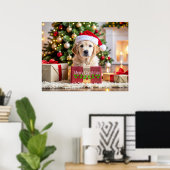 Poster Noël Golden Retriever (Bureau à domicile)