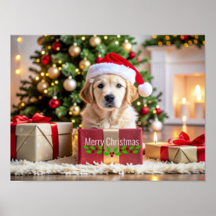 Poster Noël Golden Retriever