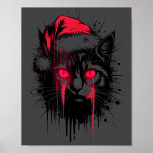 Poster Noël gothique Nge Horreur Chat Chapeau de Père Noë