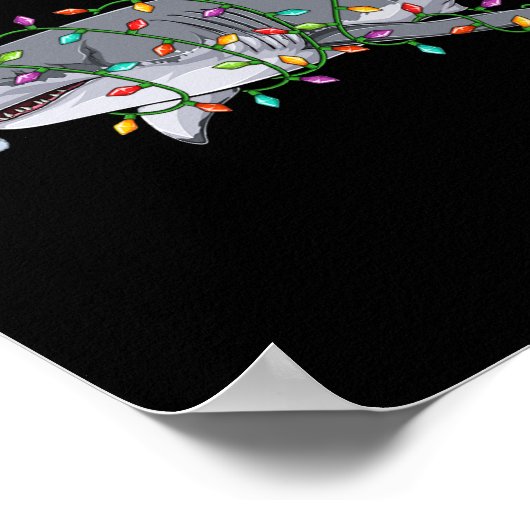 Poster Noël Graphique de Noël Requins amusants requins No (Coin)