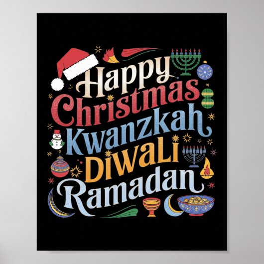 Poster Noël Hanoukka Kwanzaa Diwali Ramadan (Devant)