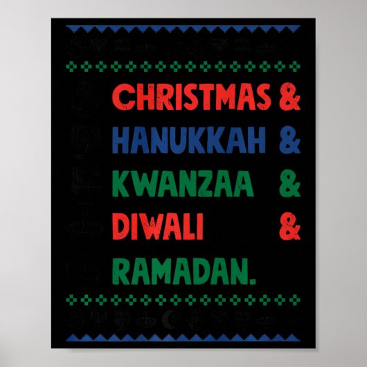 Poster Noël Hanoukka Kwanzaa Diwali Ramadan Funny Ug (Devant)