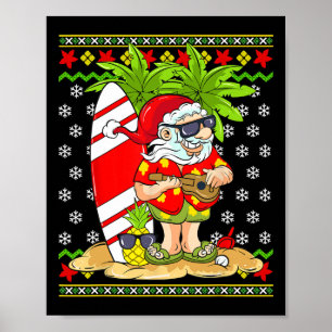Poster Noël hawaïen en juillet Mele Kalikimaka Père Noël