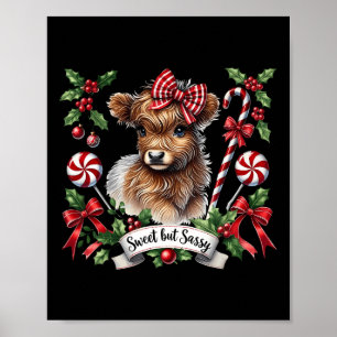 Poster Noël Highland Cow Sucres de canne Vintage Heifer