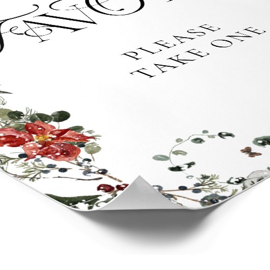 Poster Noël hiver Fleurs Faveurs S'il vous plaît prendre  (Coin)