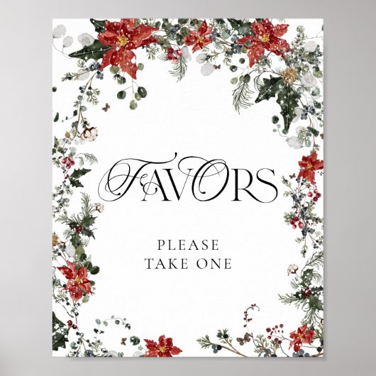 Poster Noël hiver Fleurs Faveurs S'il vous plaît prendre (Devant)