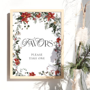 Poster Noël hiver Fleurs Faveurs S'il vous plaît prendre 