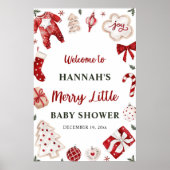 Poster Noël hiver Joyeux petit Baby shower Bienvenue (Devant)