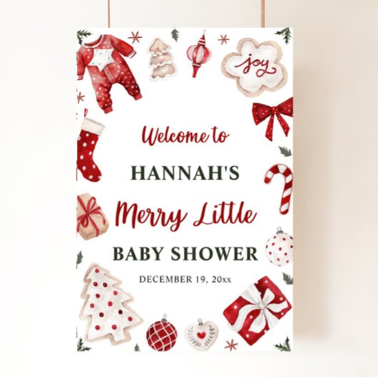 Poster Noël hiver Joyeux petit Baby shower Bienvenue