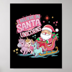 Poster Noël Je Crois En Santa Et Licornes Drôle Xm