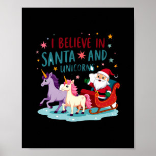 Poster Noël Je Crois En Santa Et Licornes Drôle Xm