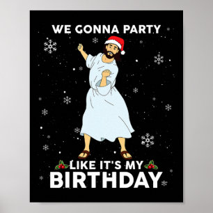 Poster Noël Jésus Danser Nous allons faire la fête Comme