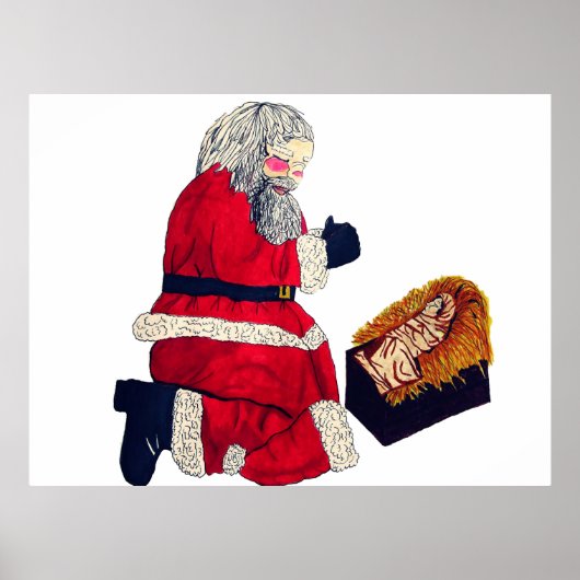 POSTER NOËL JÉSUS ET PÈRE NOËL (Devant)