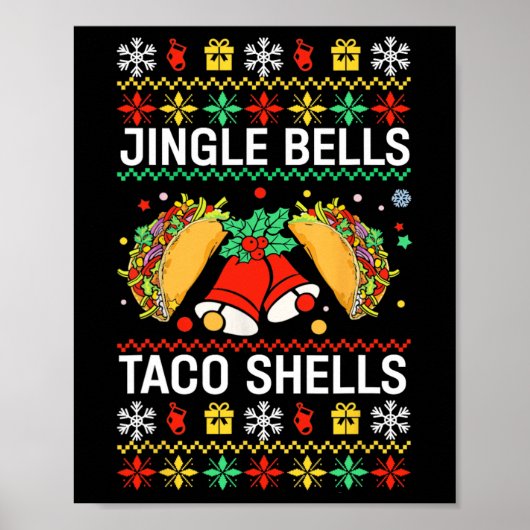 Poster Noël Jingle Bells Taco Shells Drôle Famille Ug (Devant)