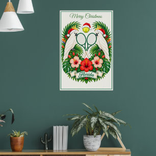 Poster Noël joyeux club de tennis personnalisé Floride